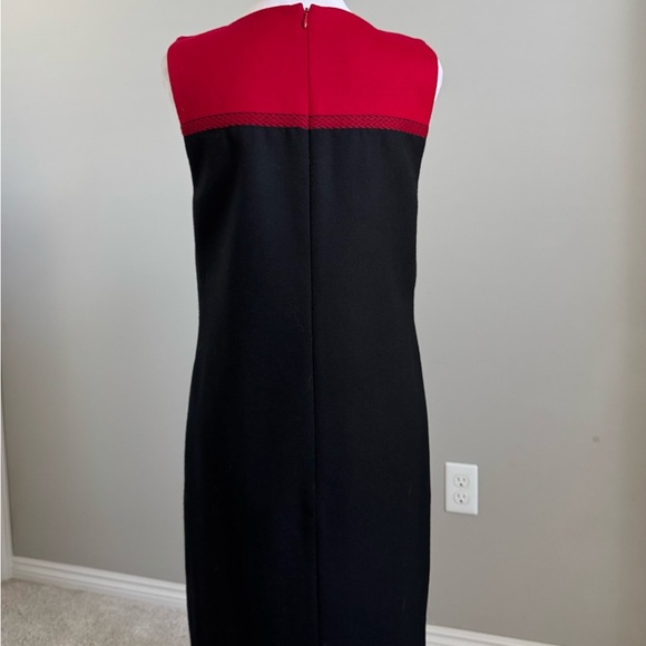 Talbots Red and Black Sleeveless 100% Wool Dress - Picture 3 of 9